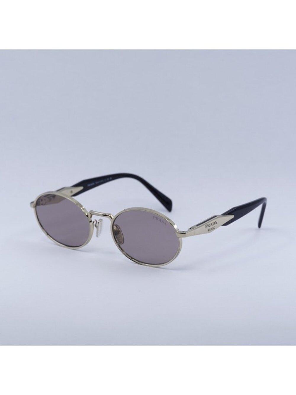 Prada PR65ZS ZVN20I Sunglasses Pale Gold Oval Frame, Light Purple Brown Lenses - Picture 2 of 12